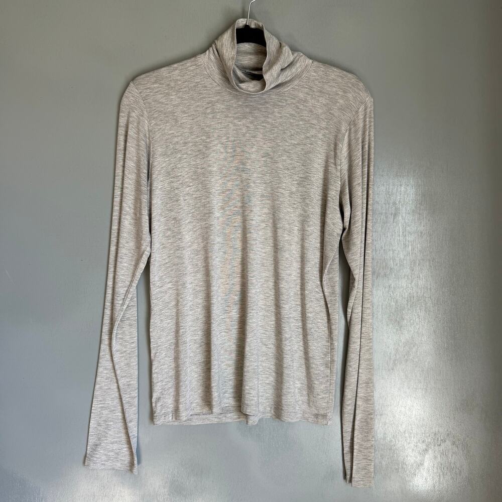 VINCE Women's XL Grey Merino Blend Heathered Grey Turtleneck Top NWT Classic